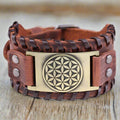 Lederarmband Lebensblume Braun für Herren