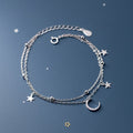Mond- und Stern-Armband Damen Silber Gourmette