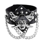 Piratenarmband aus schwarzem Leder