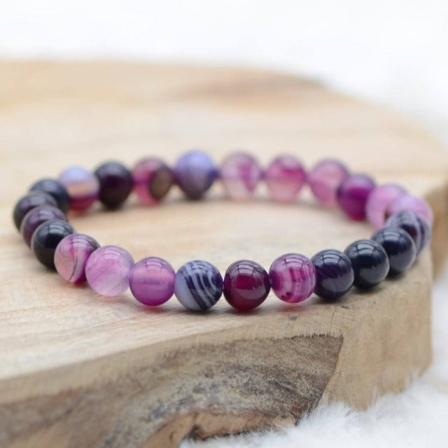 Armband "Spiritualität" aus Amethyst & lila Gourmette-Achat