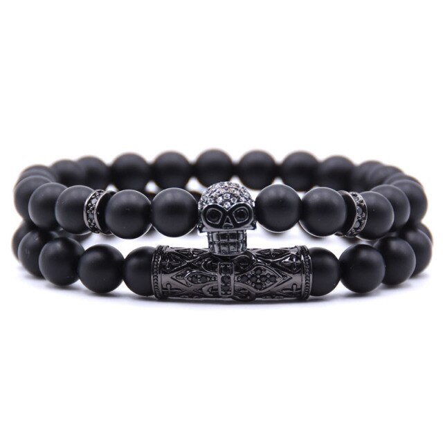 Armband Totenkopf Damen Schwarz