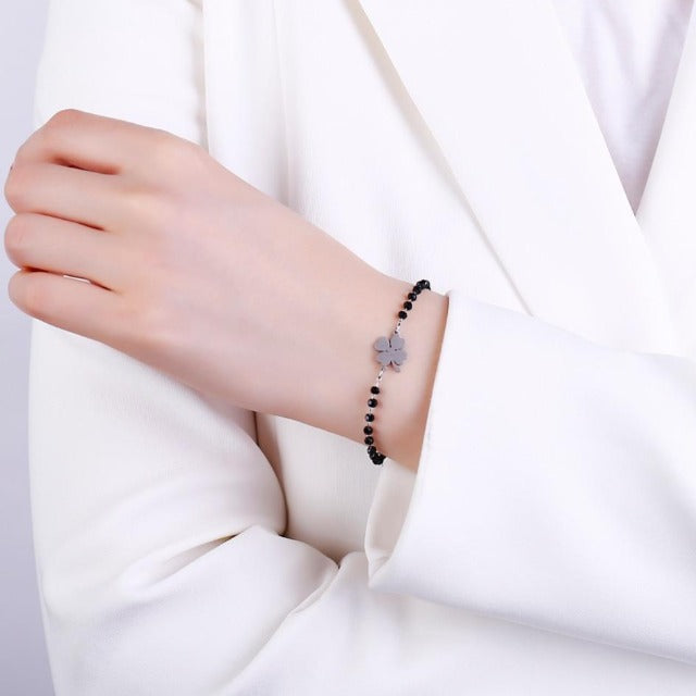 Glücksbringer Armband mit vierblättrigem Kleeblatt 