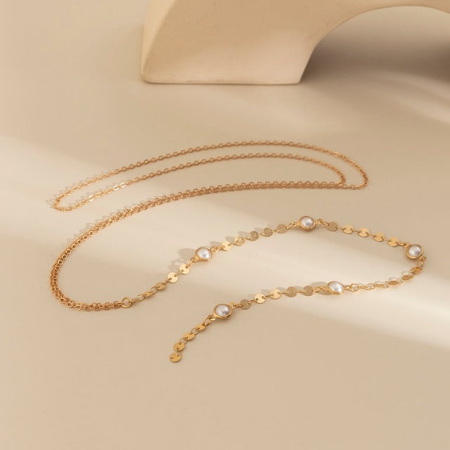 Drehteilekette mit Perlen für Damen