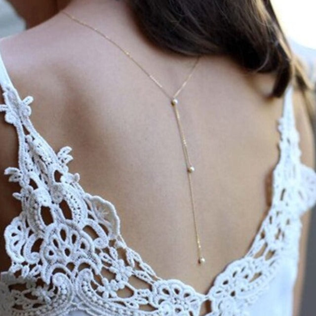 Rückenketten mit Perlen für Damen gold