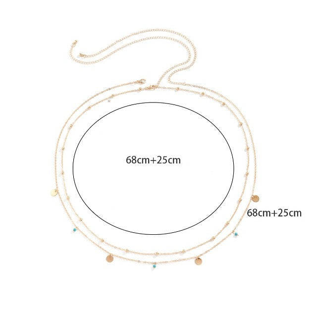 Bauchkette mit Perlen für Damen