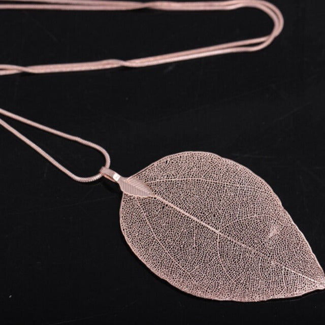Boho Halskette Blatt Anhänger Roségold