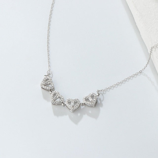 Halskette Herz Kleeblatt mit 4 Blättern Glücksbringer Anhänger aus Silber