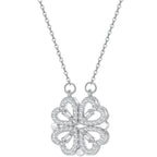 Halskette Herz Kleeblatt mit 4 Blättern Glücksbringer Anhänger aus Silber