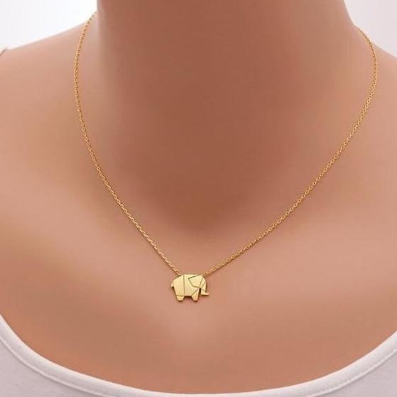 Origami Elefanten Halskette gold