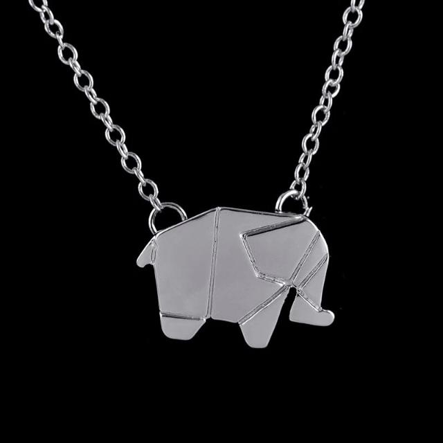 Origami Elefanten Halskette Silber