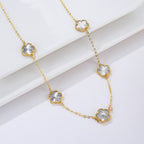 Halskette Gold Achat Weißes Perlmutt-Klee Geschenkidee Schmuck für Frauen