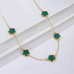 Halskette Gold Achat Weißes Perlmutt-Klee Geschenkidee Schmuck für Frauen