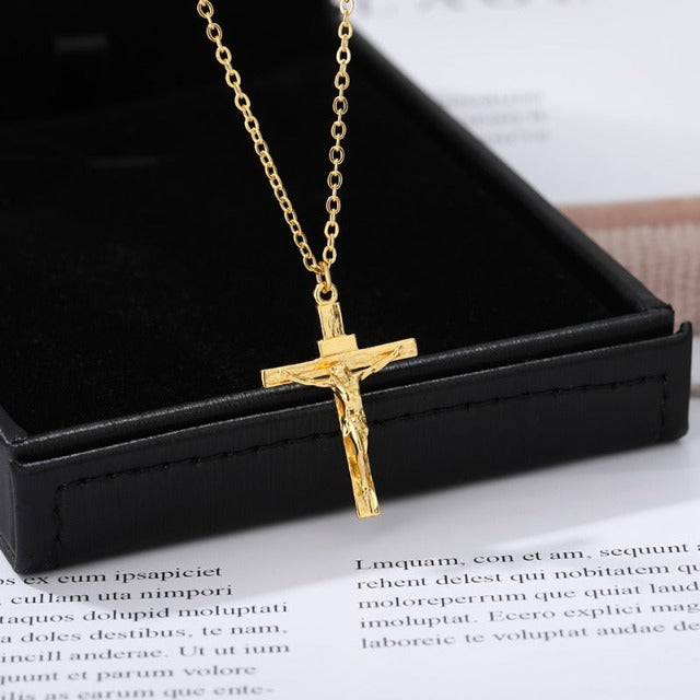 Halskette & Anhänger Jesus Christus Kreuz Herren Gold