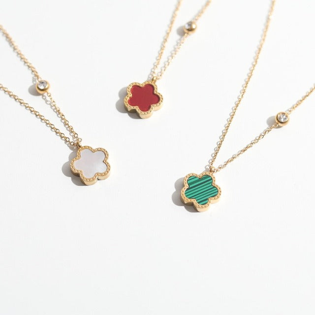Perlmutt Kleeblatt Halskette Goldene Kette Anhänger für Frauen