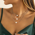 Dreireihige Halskette Silber & Gold für Damen