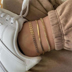 Vierfaches Set Damen Fußkettchen Schmuck