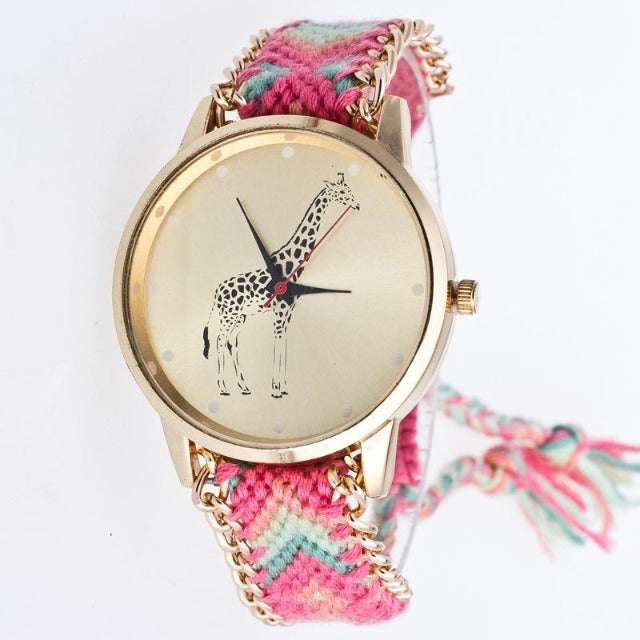 Rosa Girafe Uhr