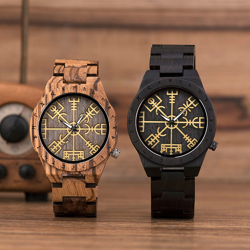 Viking Herren Holz Uhr 