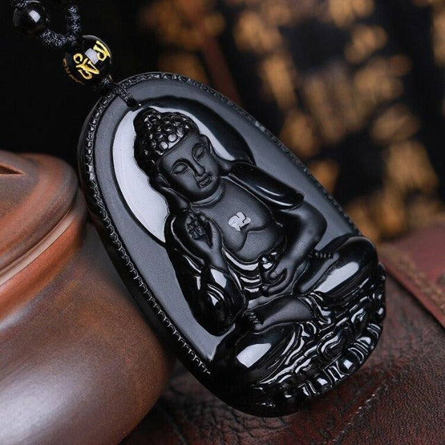 Obsidian Buddha Anhänger